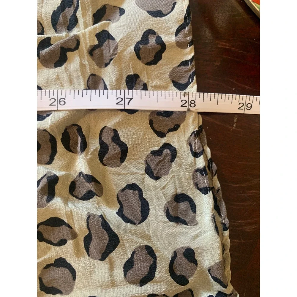Casca Scarfs Tan Leopard Print 100% Silk Scarf Made in Korea Hand Rolled Hem